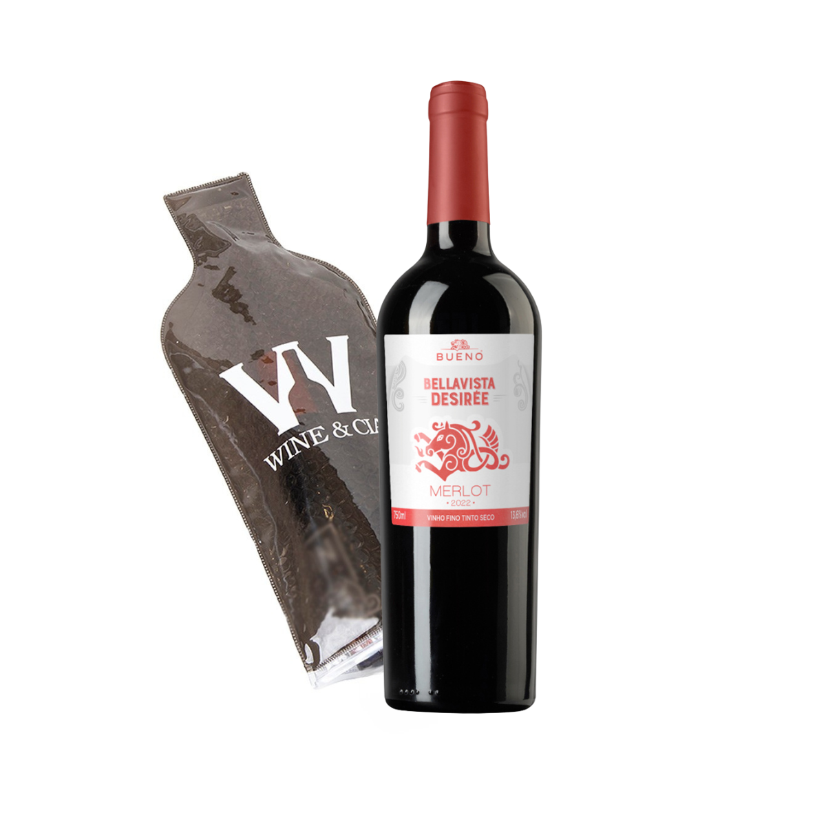 Vinho Fino Tinto Seco Bueno Bellavista Desirée Merlot 2022 + Wine Skin